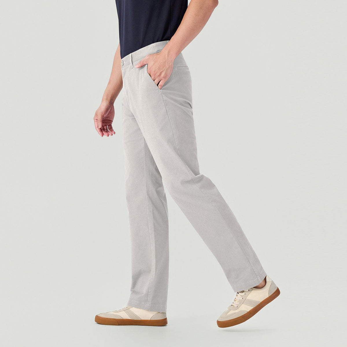 Men's Twill Mid Rise Regular Taper Khakis - Image 2