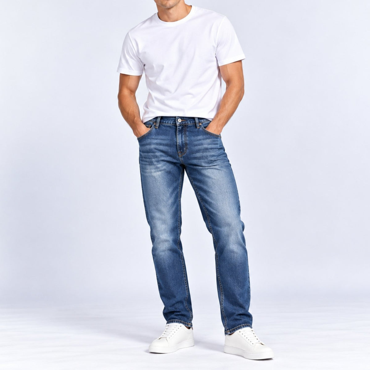 Men's Denim Low Rise Straight Jeans - Image 1