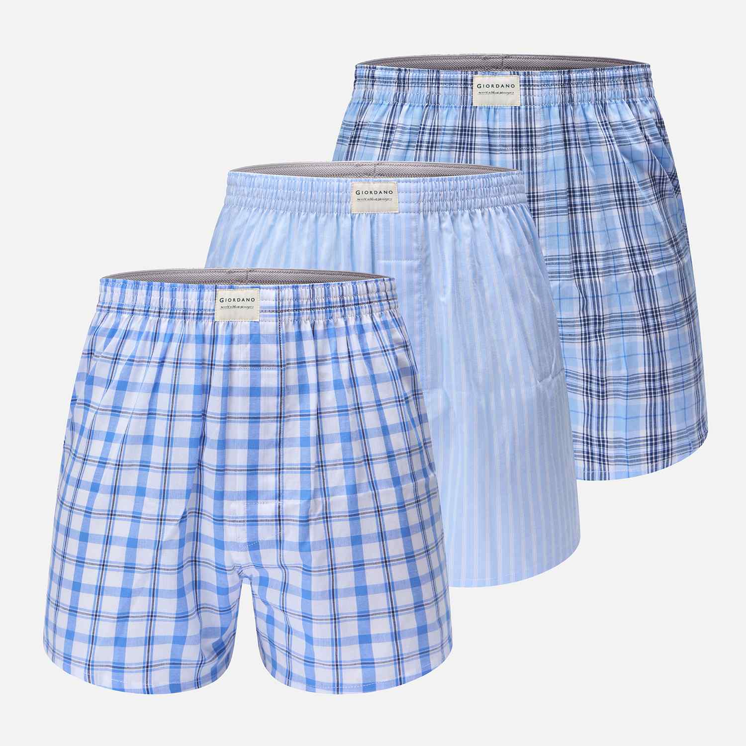 Men's Cotton Poplin Regular Fit 3 Pack Boxers - Image 1