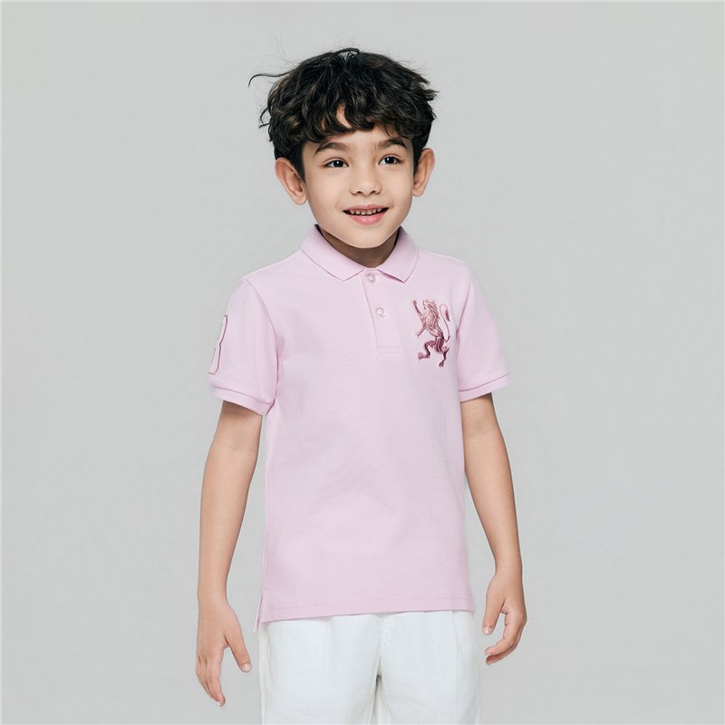Junior's Slim Fit Lion Embroidered Cotton Polo - Image 1