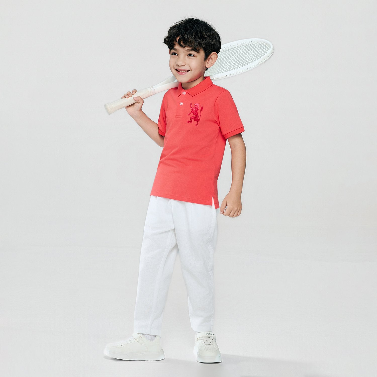 Junior's Slim Fit Lion Embroidered Cotton Polo - Image 4