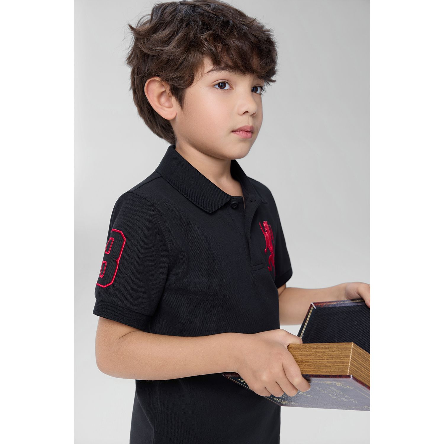 Junior's Slim Fit Lion Embroidered Cotton Polo - Image 4
