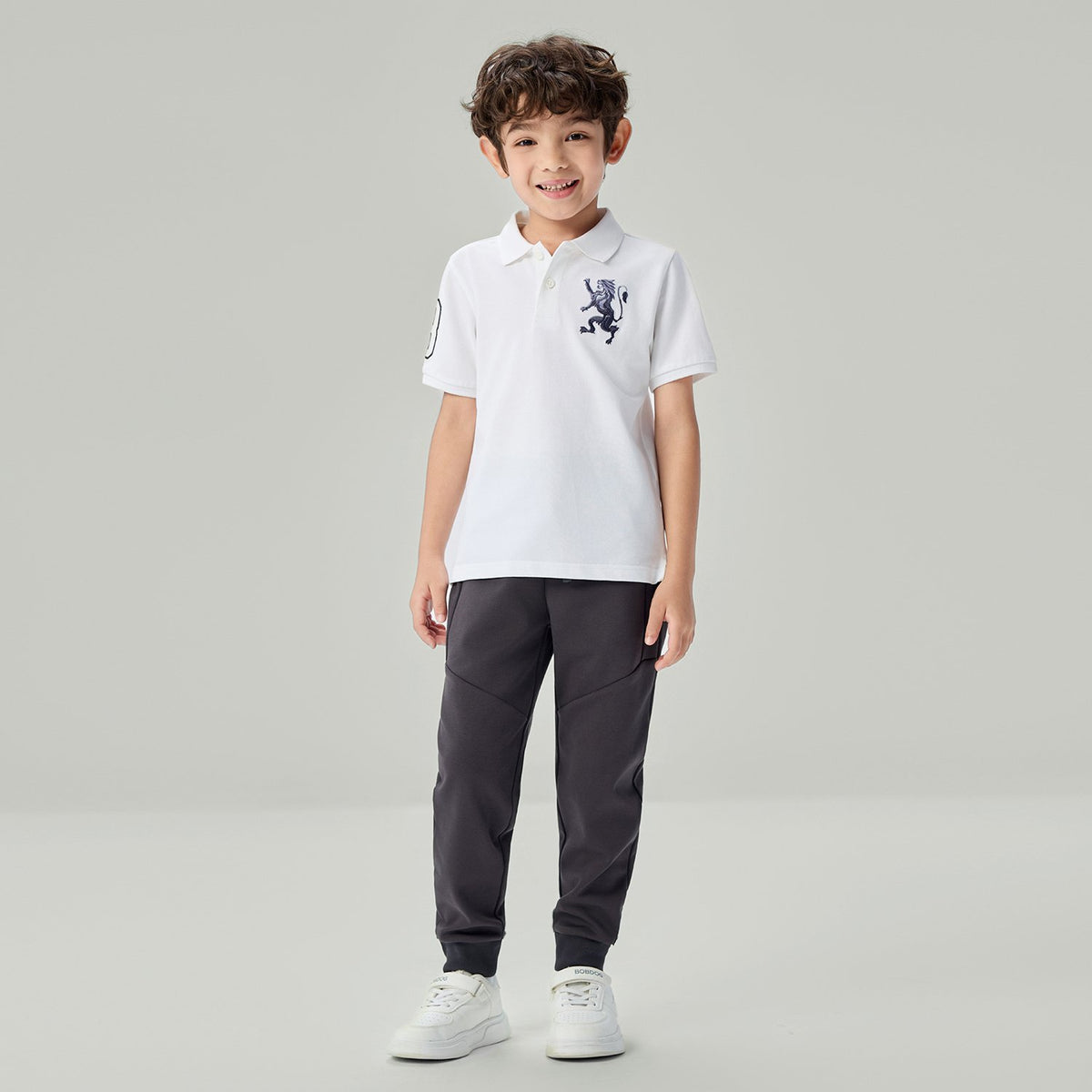 Junior's Slim Fit Lion Embroidered Cotton Polo - Image 1