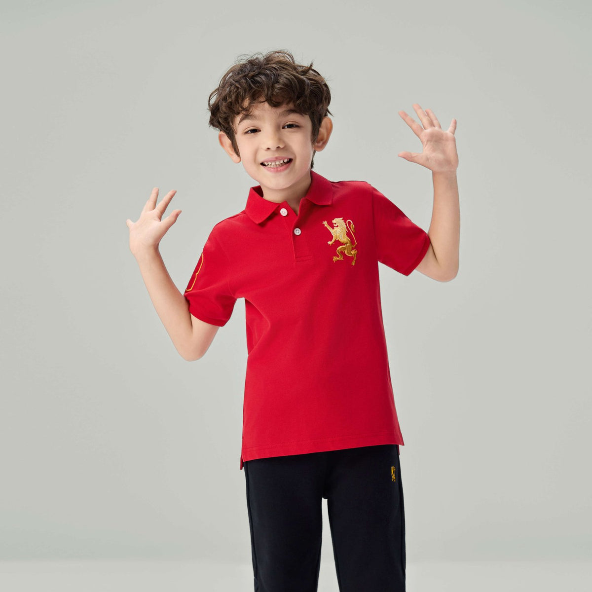 Junior's Slim Fit Lion Embroidered Cotton Polo - Image 3