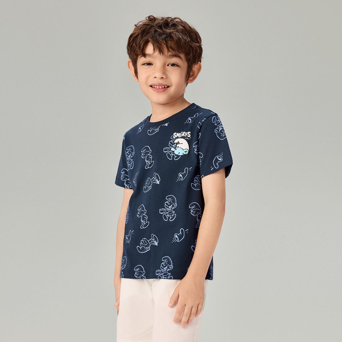 Junior's Relaxed Fit Smurfs Print Crew Neck Tee - Image 2