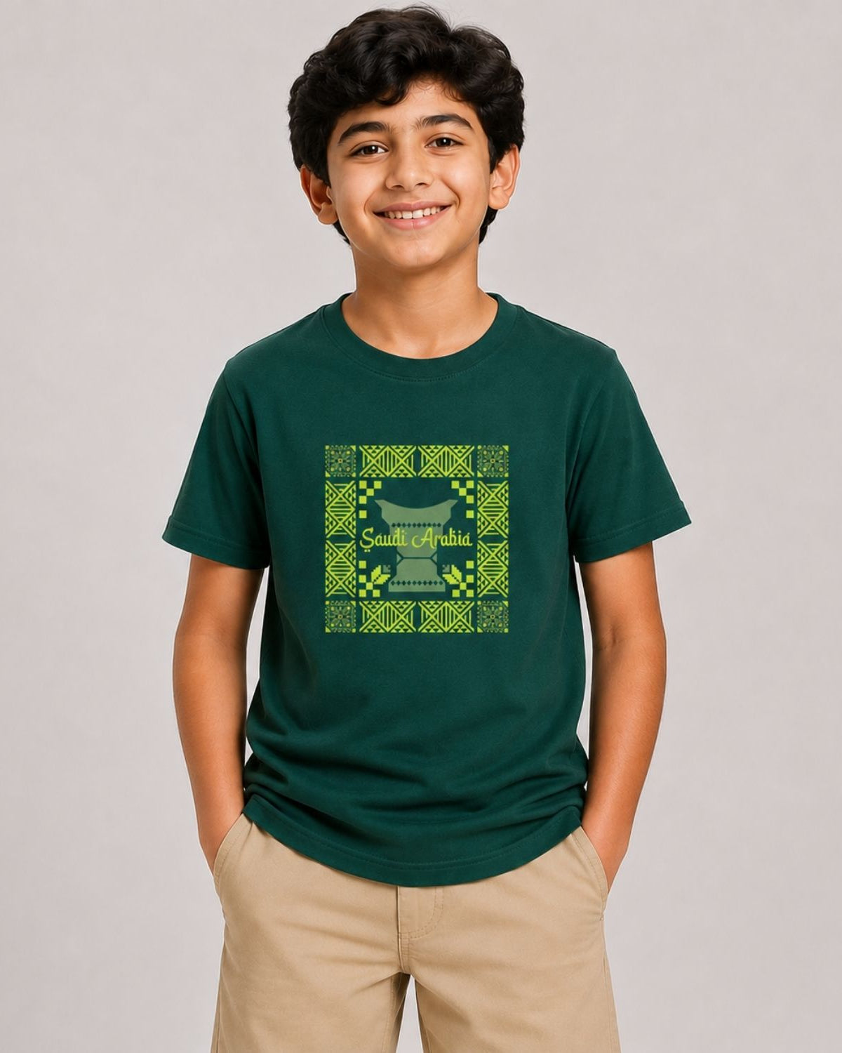 Junior Regular Fit Saudi National Day Print Tee - Image 1