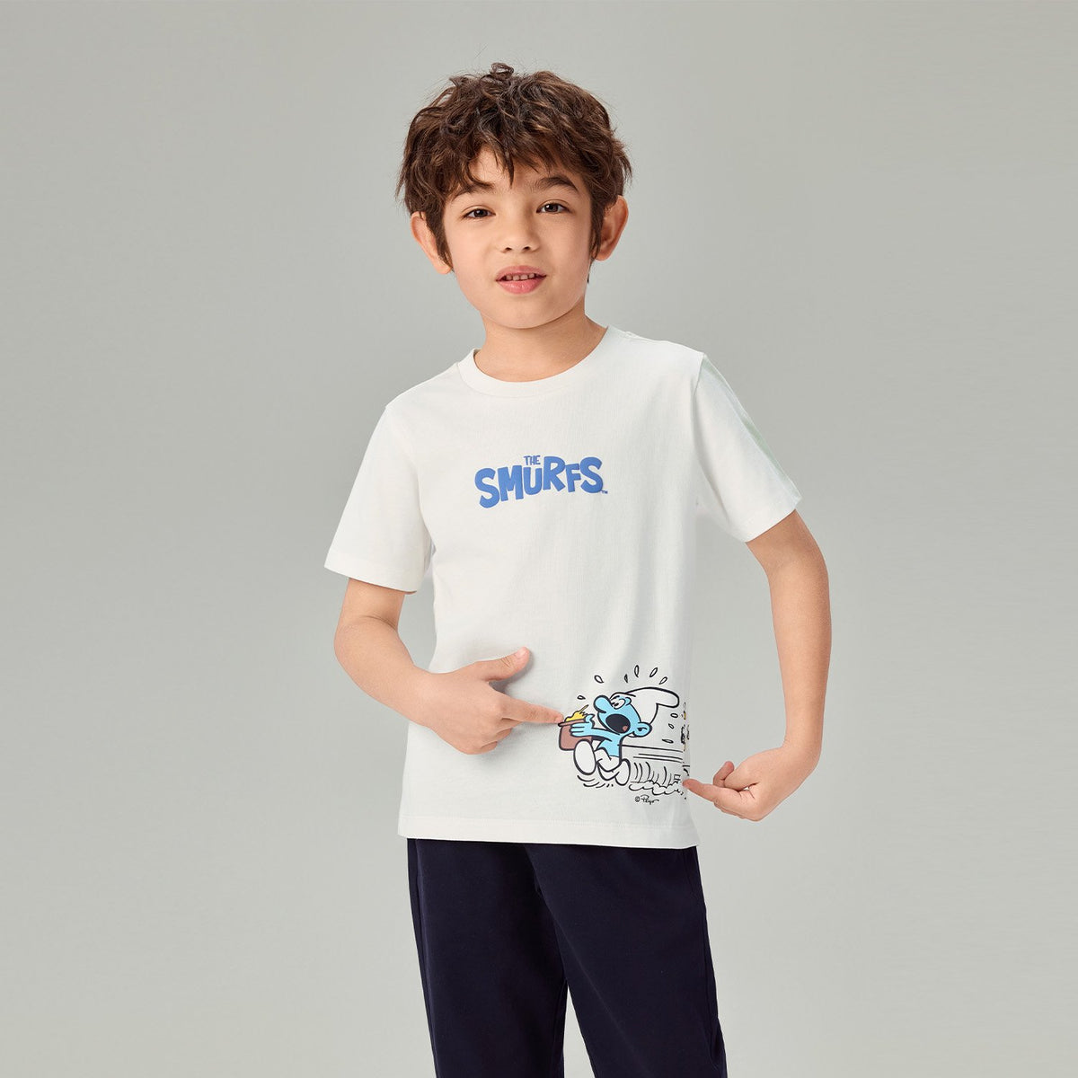 Junior's Relaxed Fit Smurfs Print Crew Neck Tee - Image 7