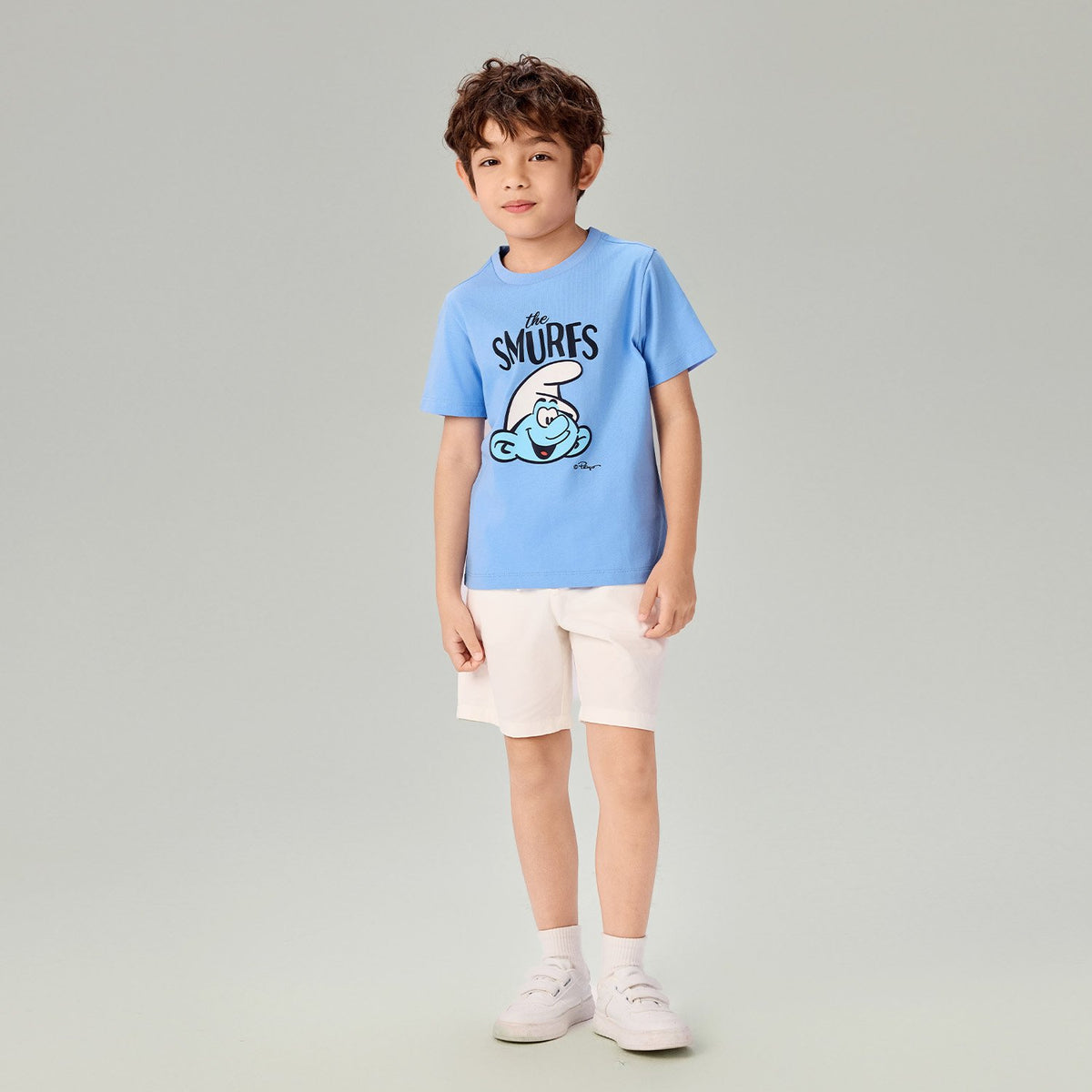Junior's Relaxed Fit Smurfs Print Crew Neck Tee - Image 1