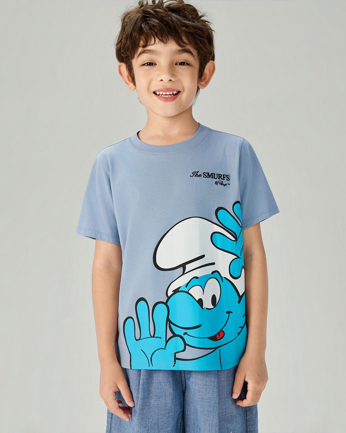 Junior's Relaxed Fit Smurfs Print Crew Neck Tee - Image 4