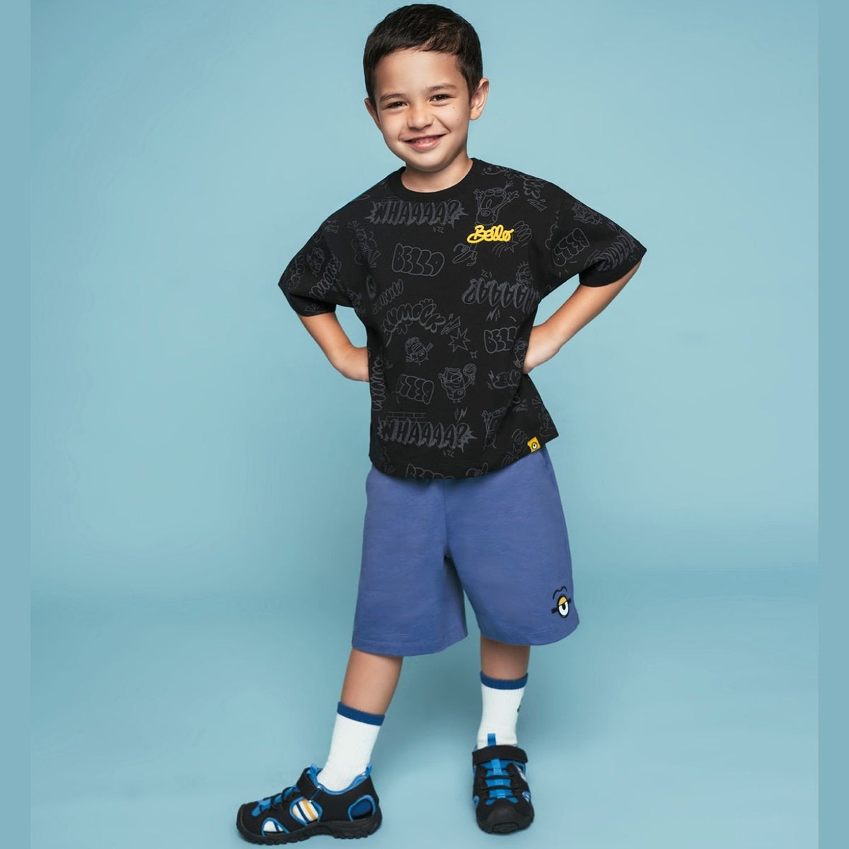 Junior's Minion Mid Rise Regular Elastic Waist Shorts - Image 2