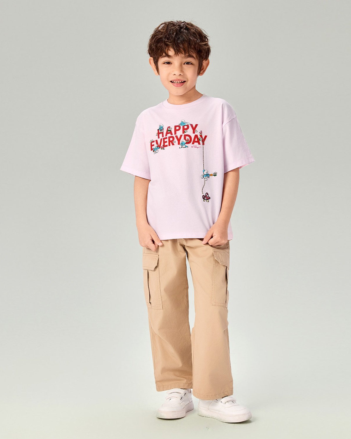 Junior's Relaxed Fit Smurfs Print Crew Neck Tee - Image 1