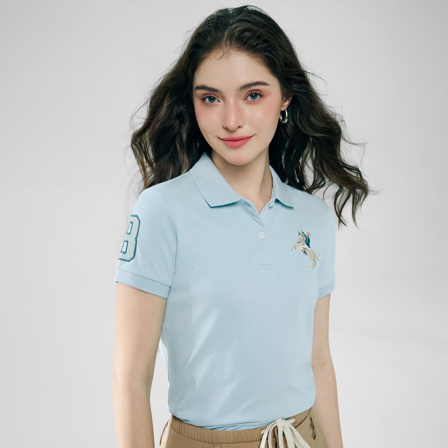 Women's Slim Fit Embroidered Napoleon Polo - Image 2