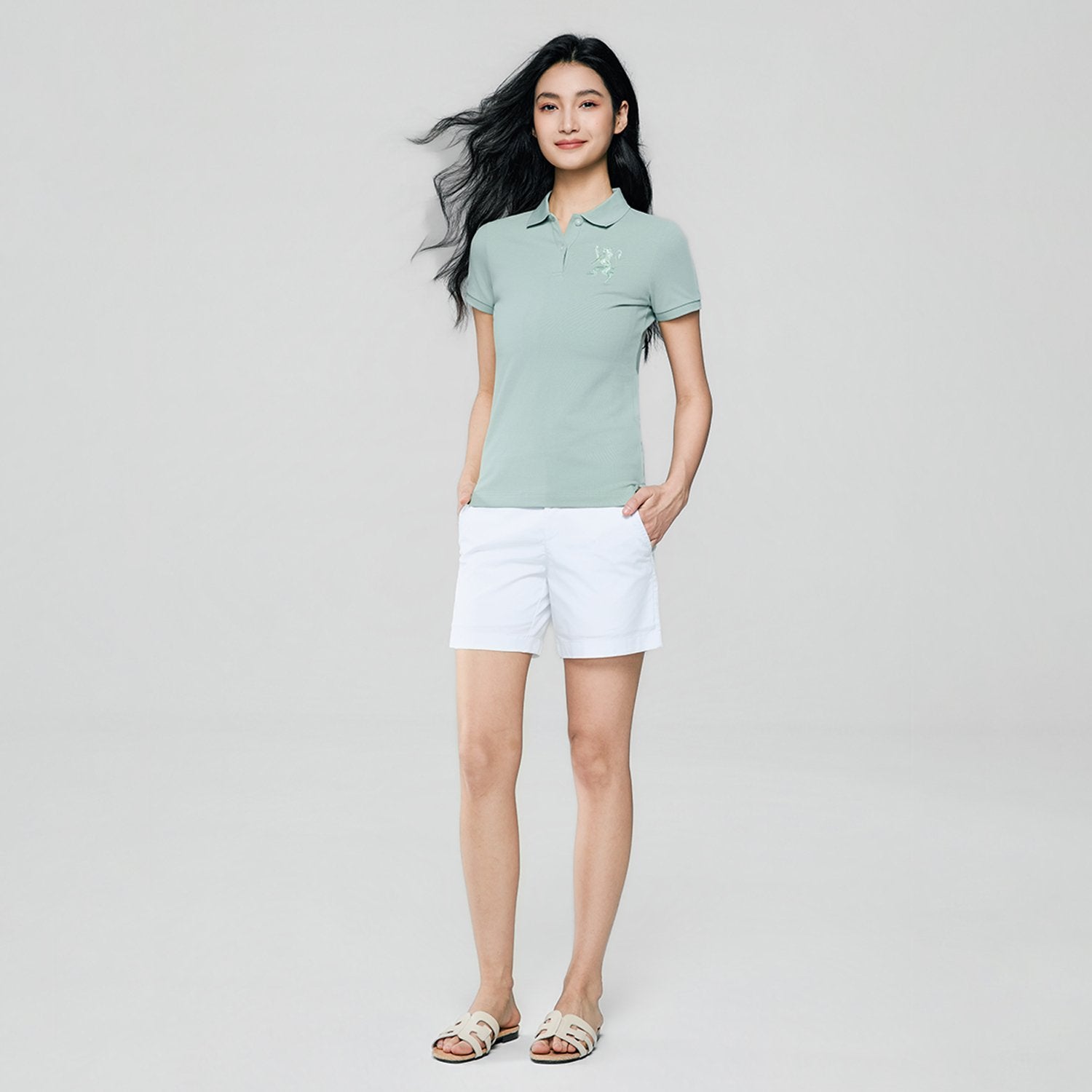 Women's Slim Fit Embroidered 3D Lion Polo - Image 1