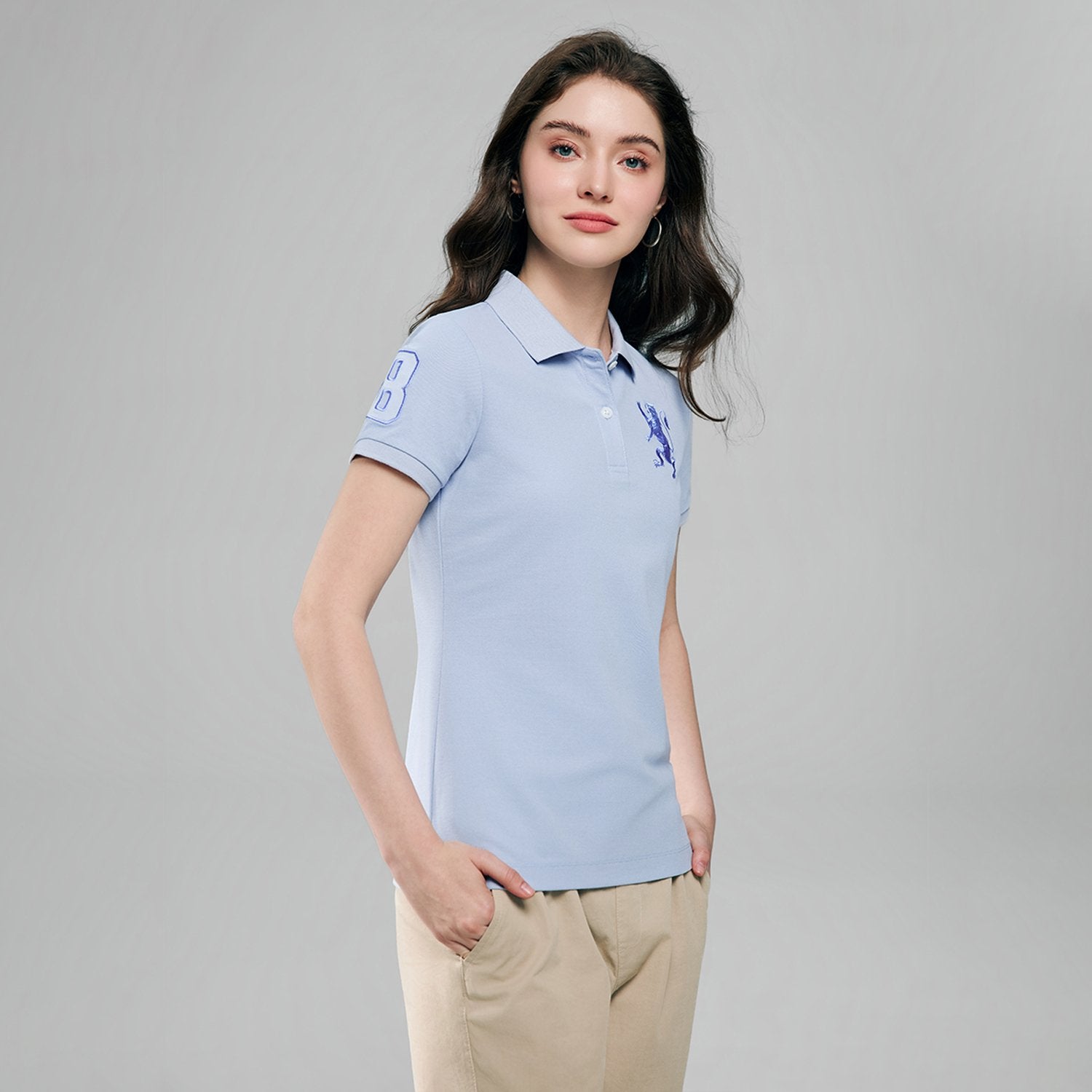 Women's Slim Fit Embroidered 3D Lion Polo - Image 5