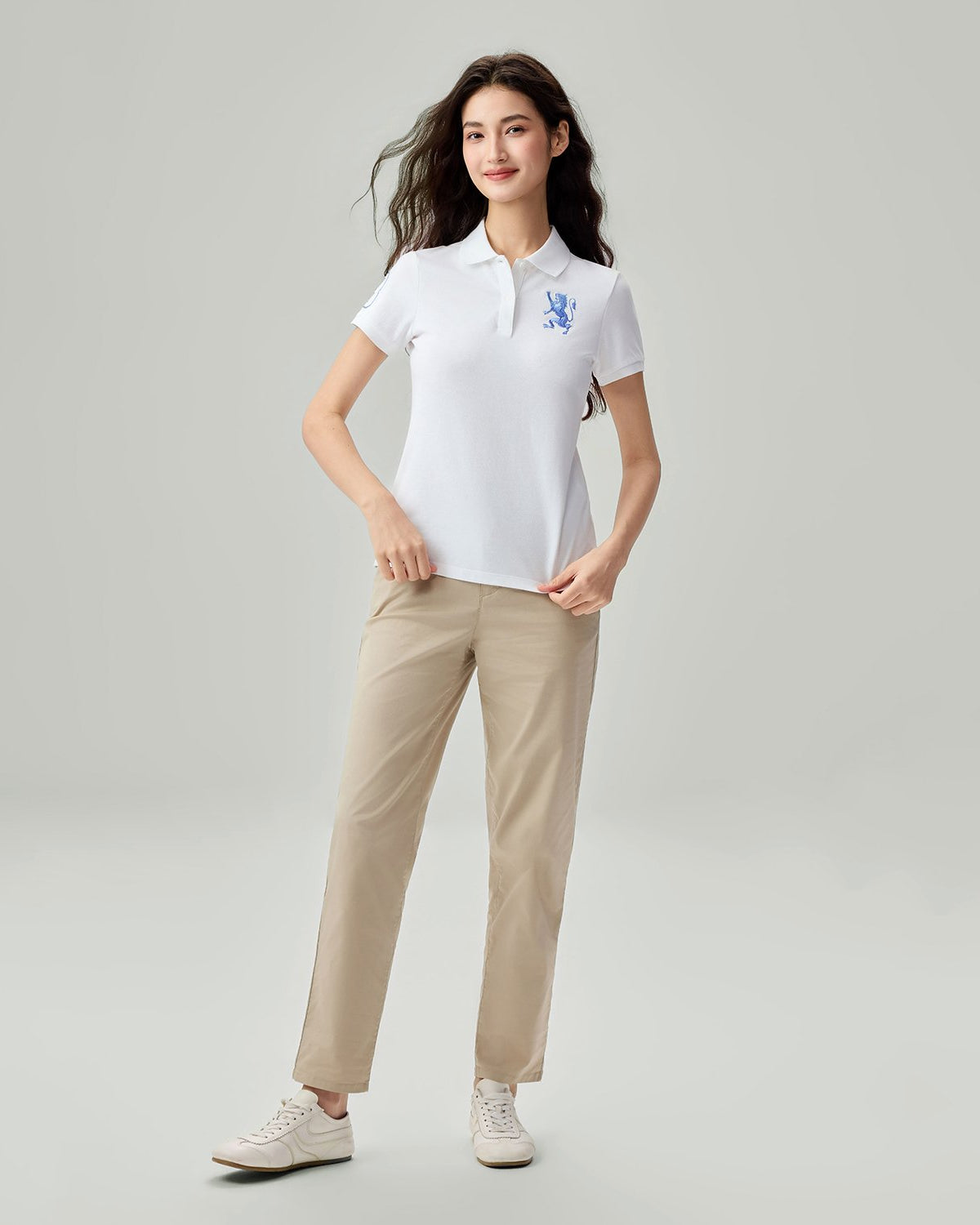 Women's Slim Fit Embroidered 3D Lion Polo - Image 1