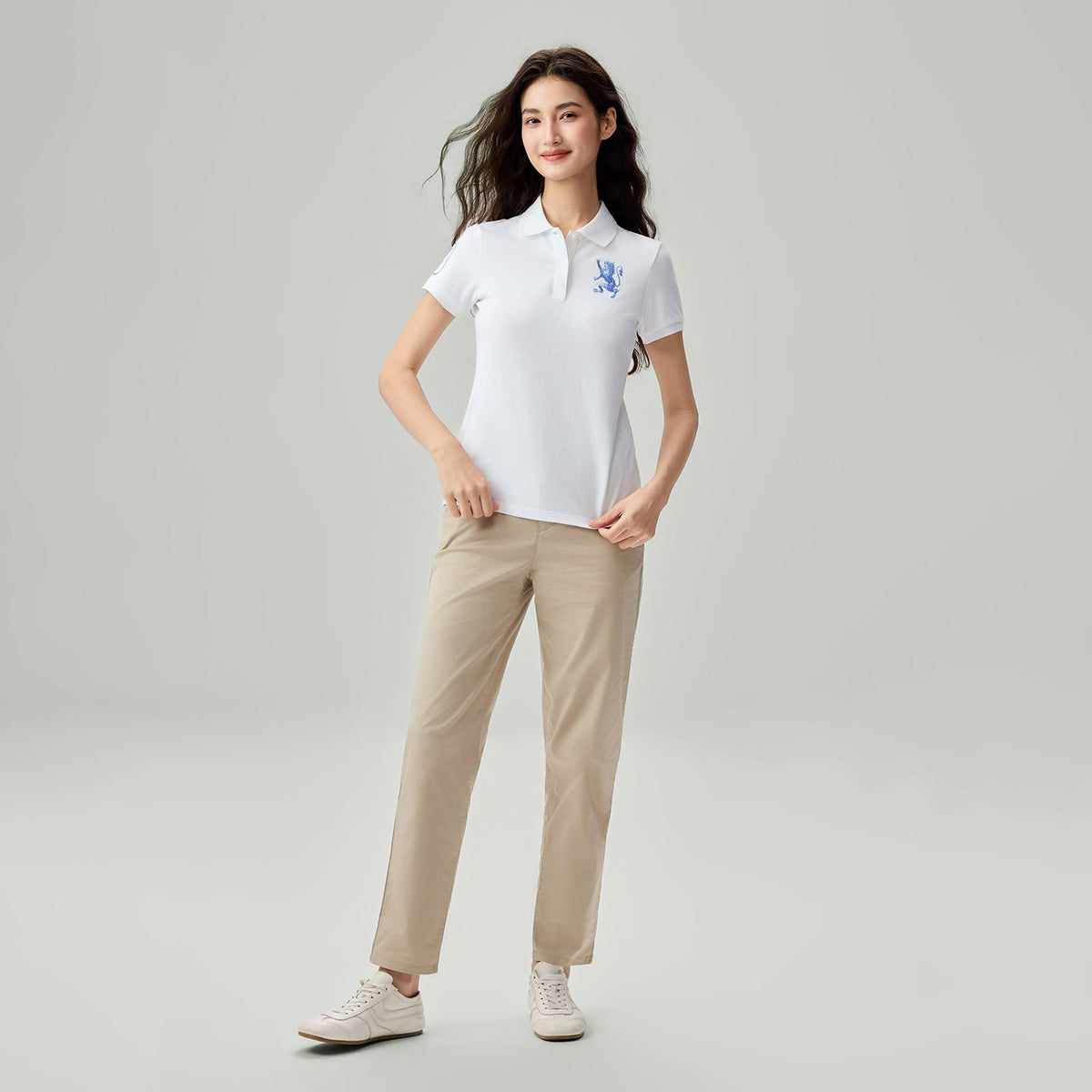 Women's Slim Fit Embroidered 3D Lion Polo - Image 1