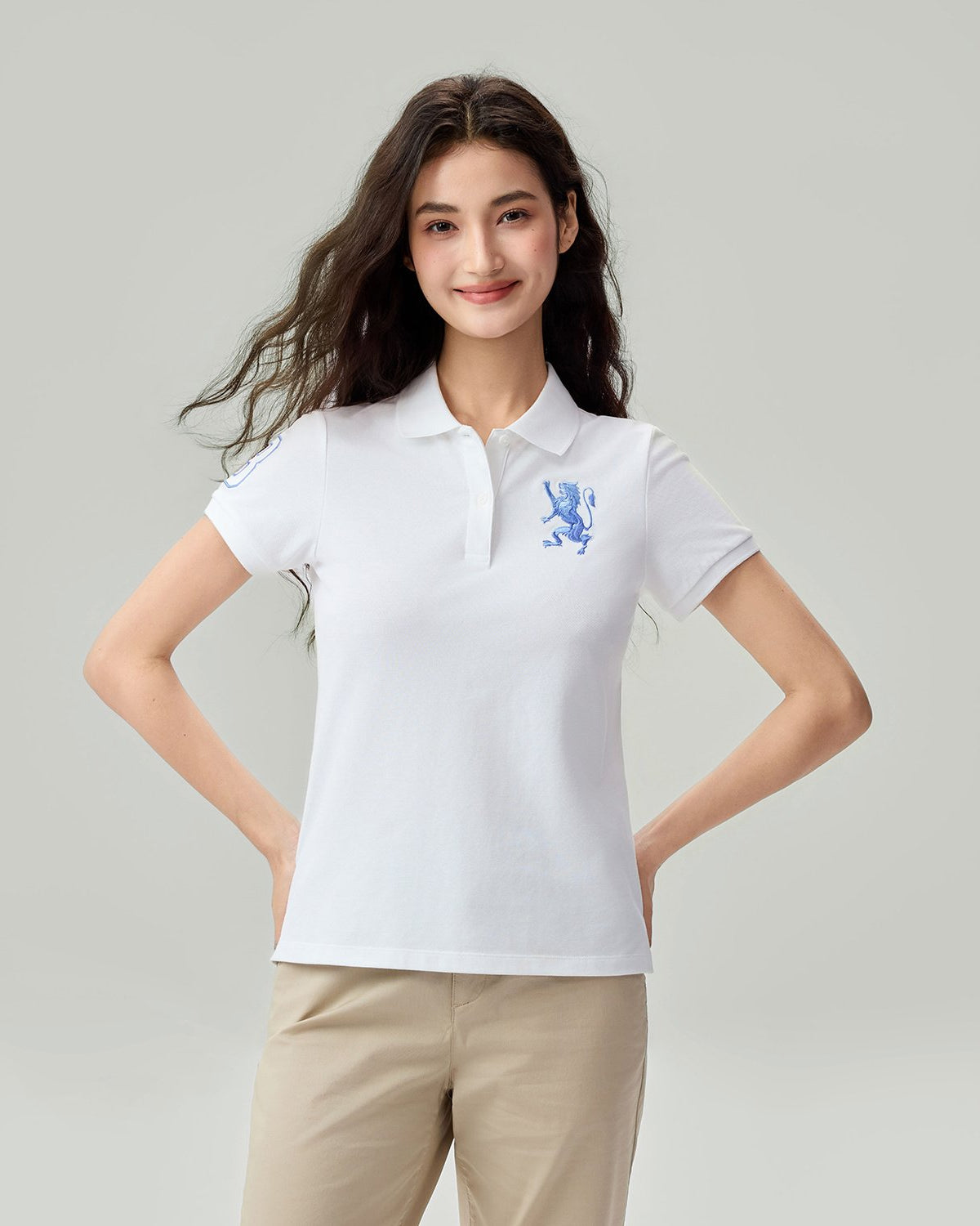 Women's Slim Fit Embroidered 3D Lion Polo - Image 3