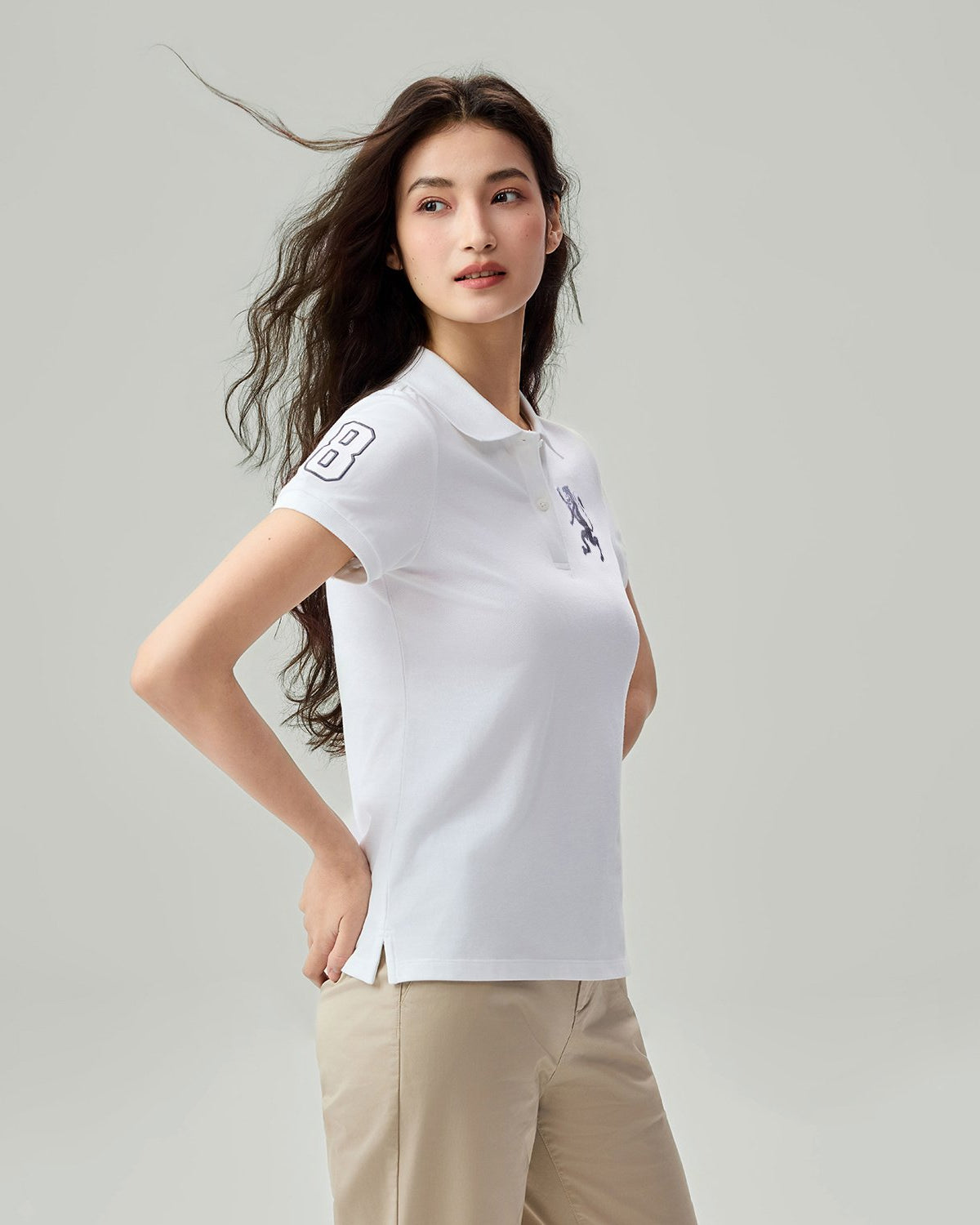 Women's Slim Fit Embroidered 3D Lion Polo - Image 4