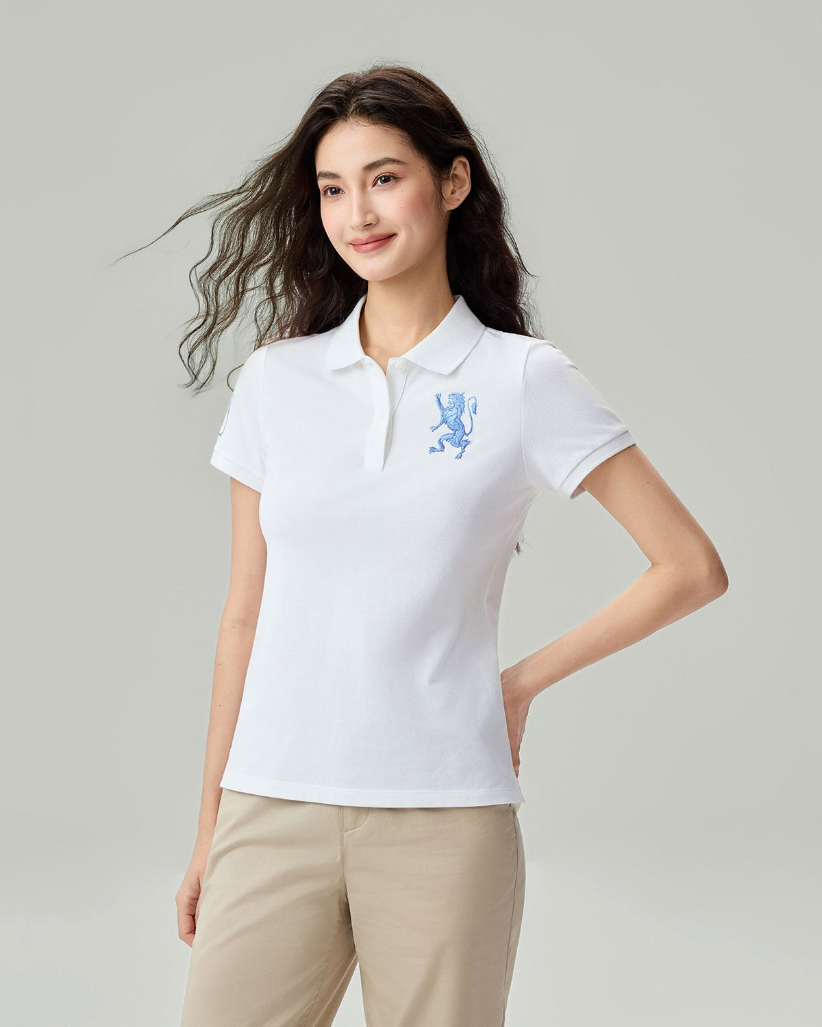 Women's Slim Fit Embroidered 3D Lion Polo - Image 5