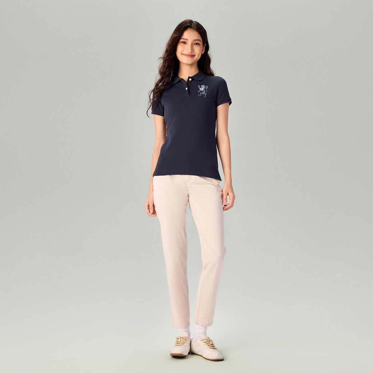 Women's Slim Fit Embroidered 3D Lion Polo - Image 1