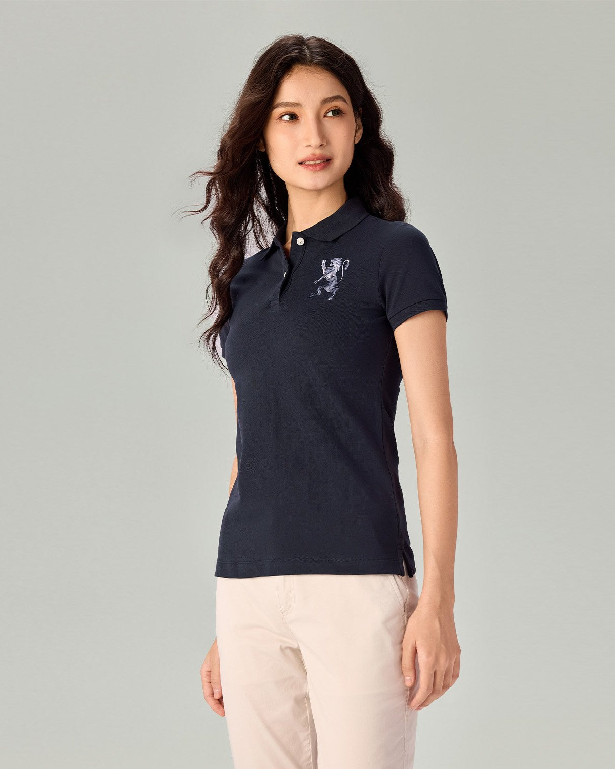 Women's Slim Fit Embroidered 3D Lion Polo - Image 2