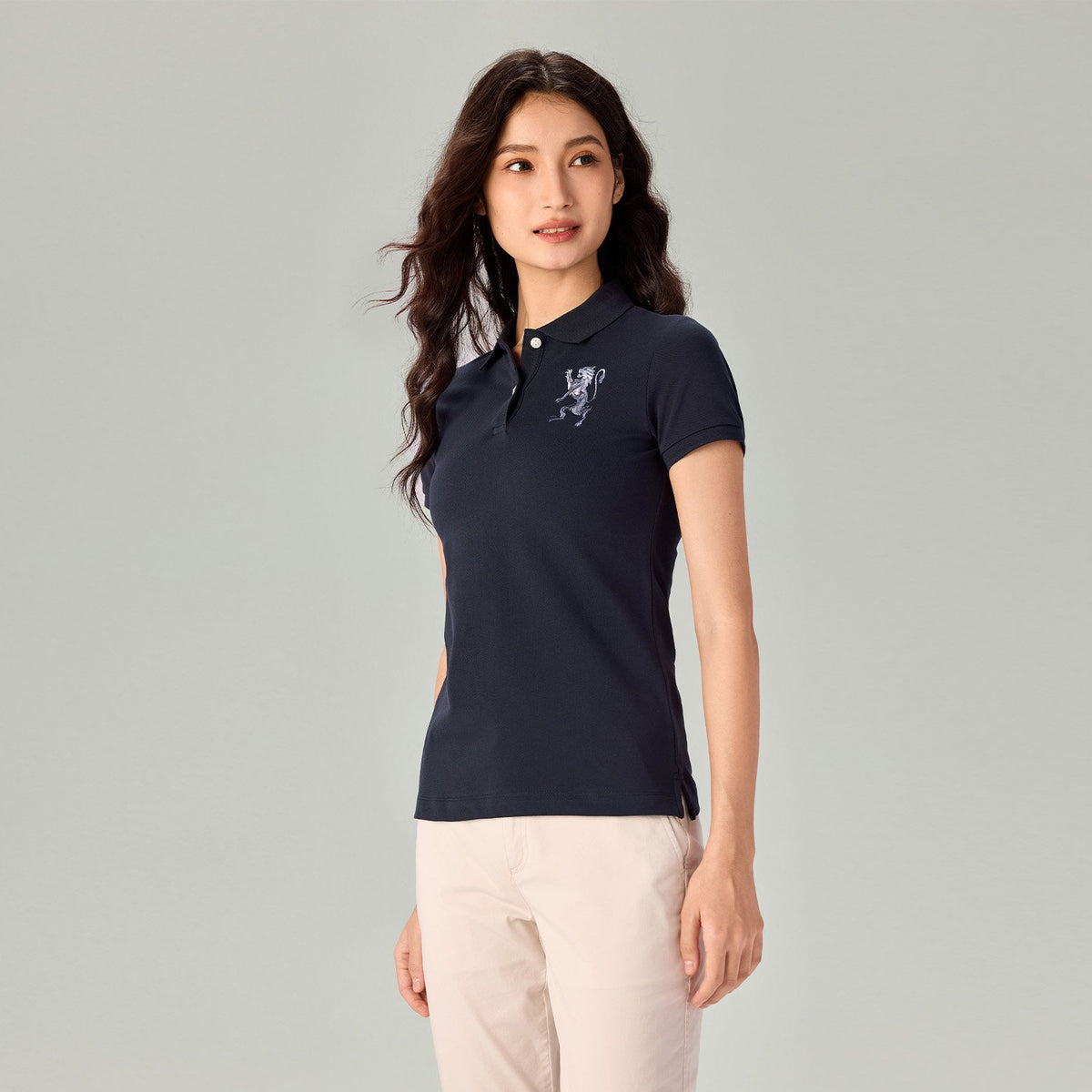 Women's Slim Fit Embroidered 3D Lion Polo - Image 2