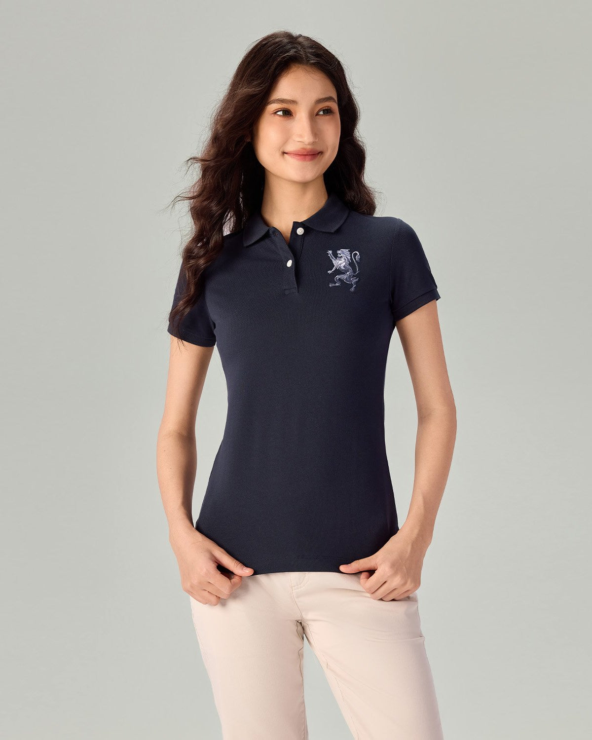 Women's Slim Fit Embroidered 3D Lion Polo - Image 3
