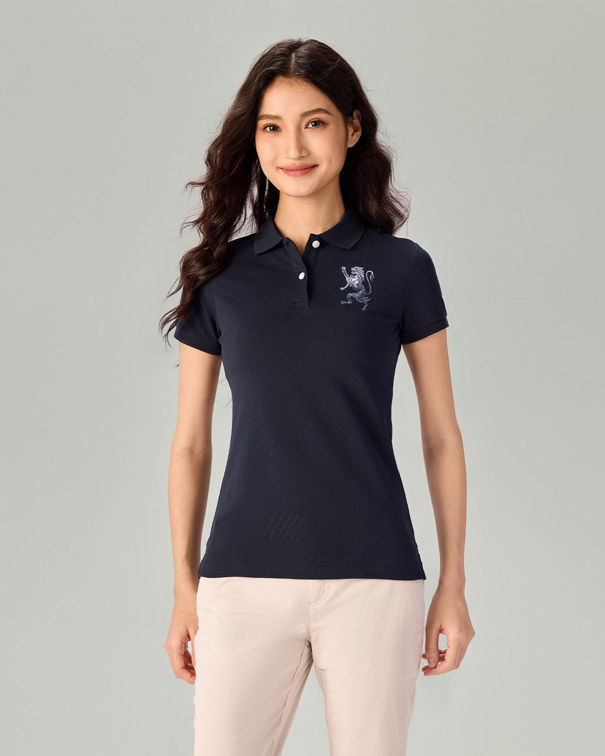 Women's Slim Fit Embroidered 3D Lion Polo - Image 5