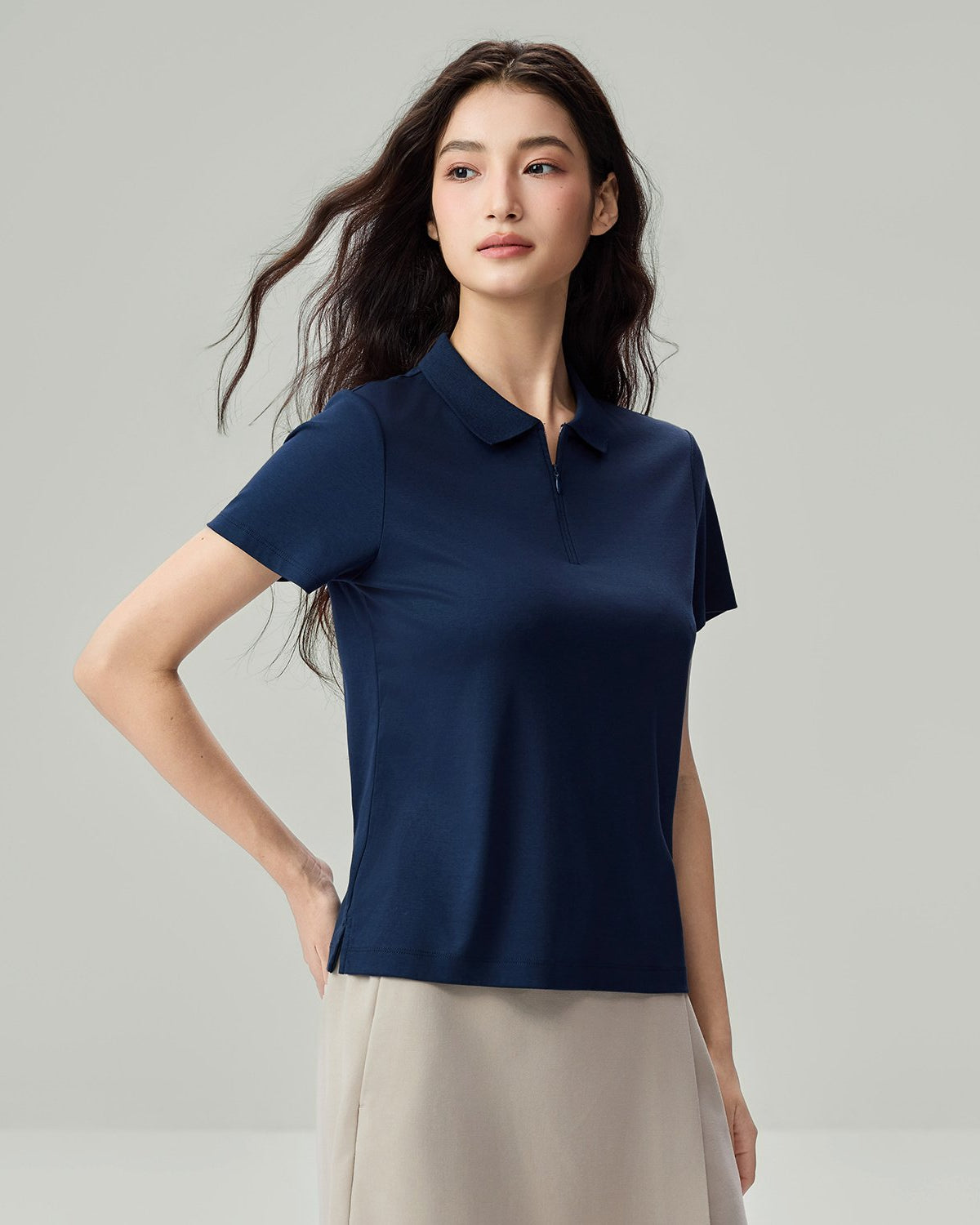 Women's Liquid Touch Regular Fit Short Sleeve Half-Zip Polo - Image 2