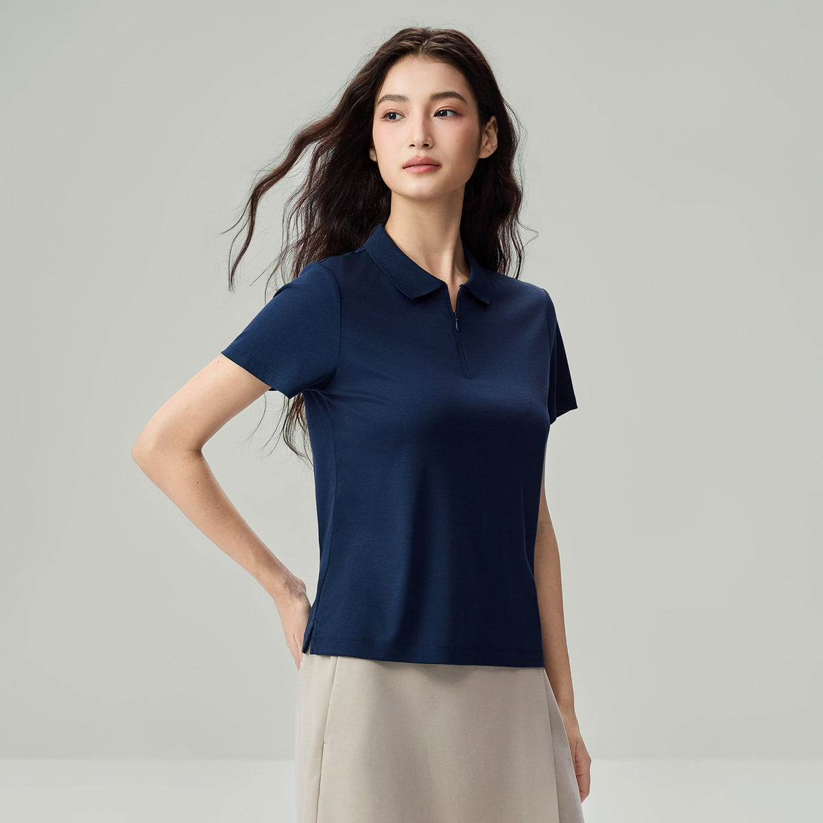 Women's Liquid Touch Regular Fit Short Sleeve Half-Zip Polo - Image 2
