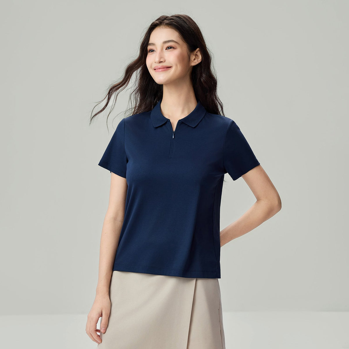 Women's Liquid Touch Regular Fit Short Sleeve Half-Zip Polo - Image 3
