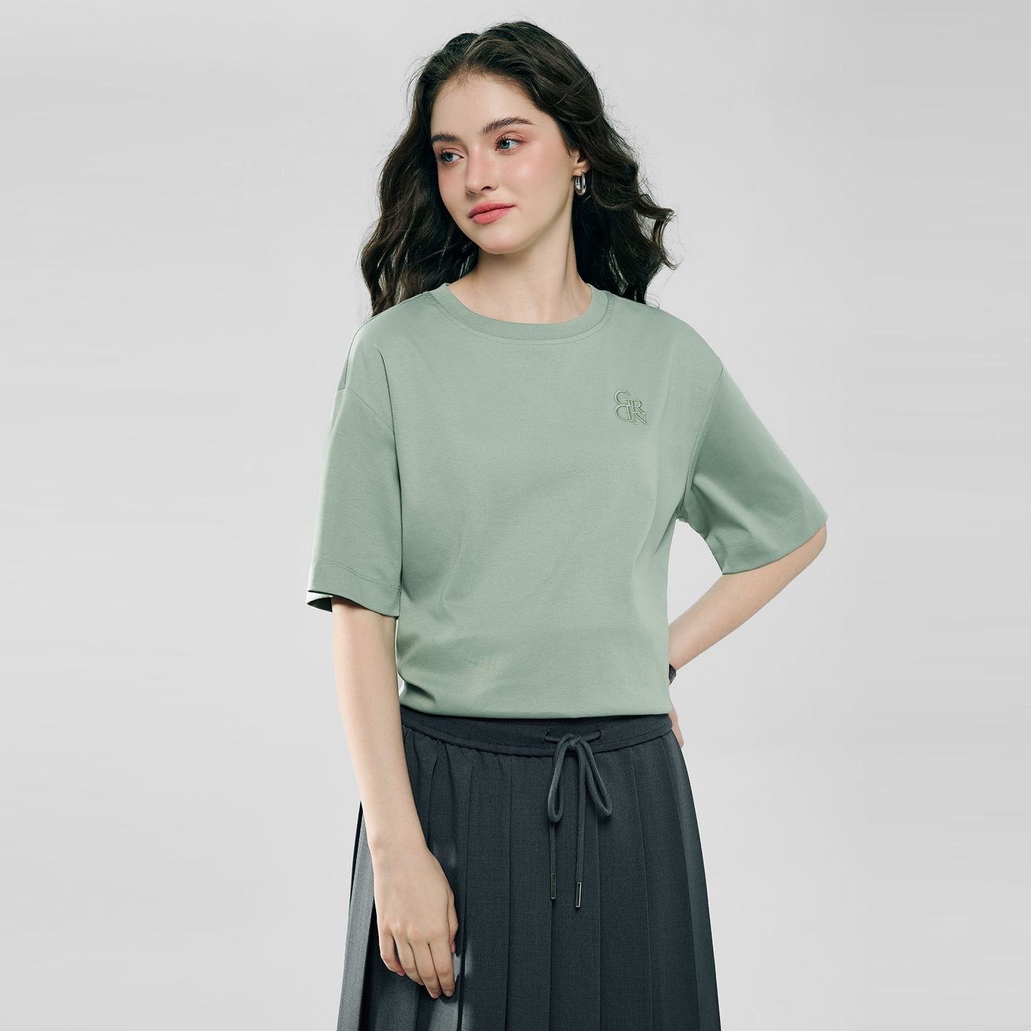 Women's Embroidered Cotton Liquid Touch Tee - Image 1