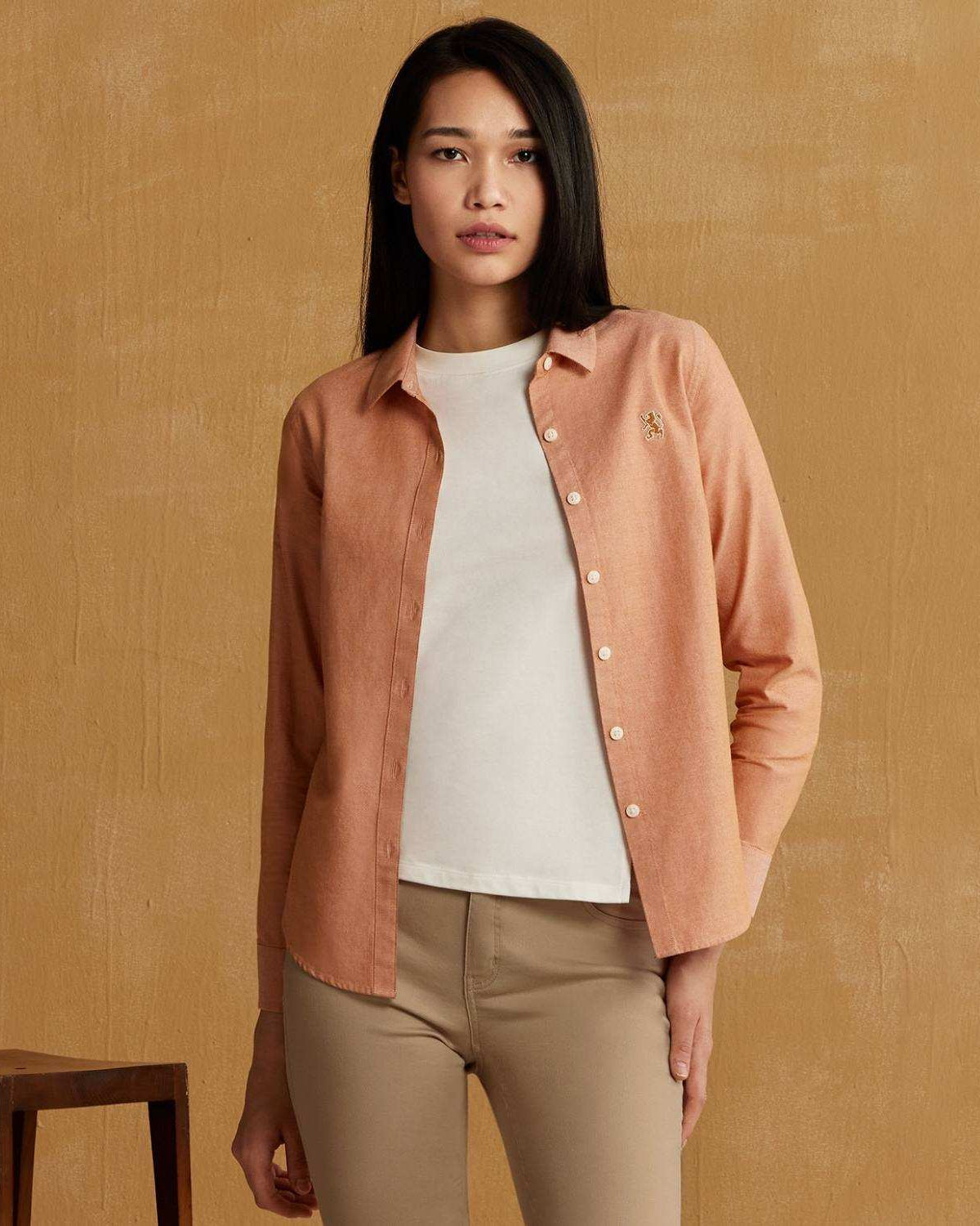 Women's Cotton Oxford Acute Collar Long Sleeve - Image 1