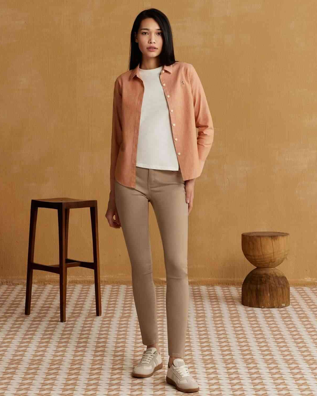 Women's Cotton Oxford Acute Collar Long Sleeve - Image 2