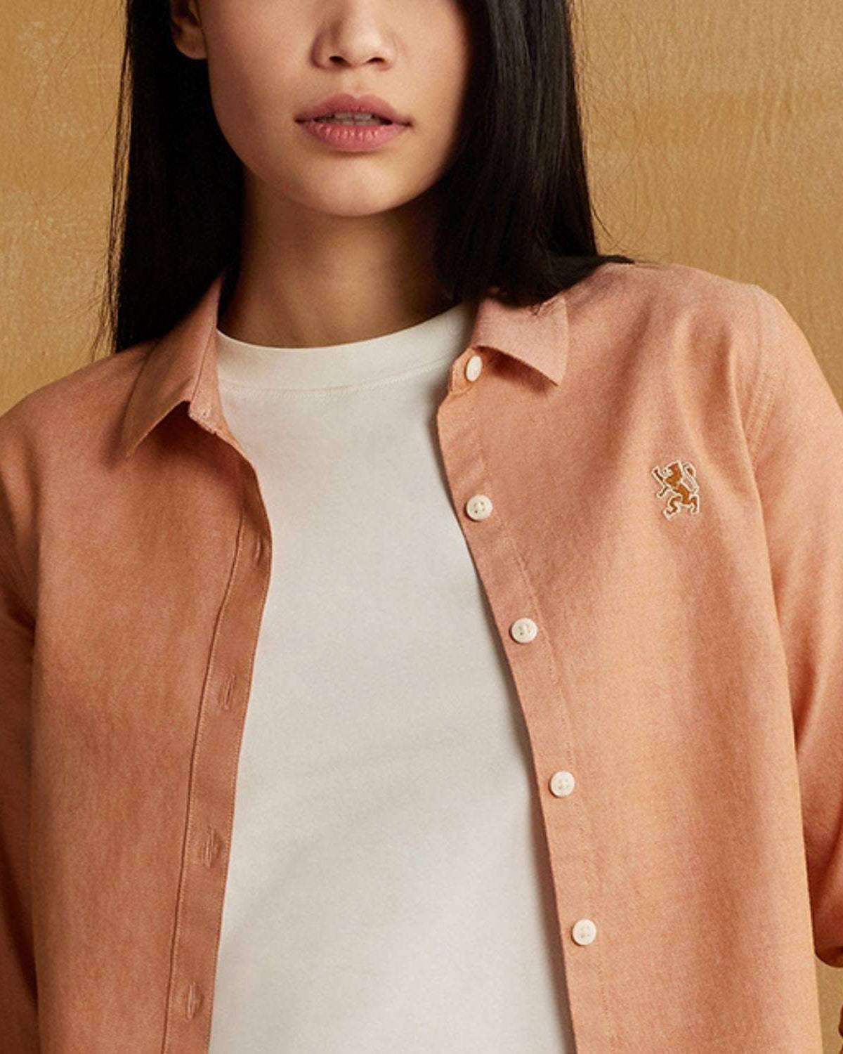 Women's Cotton Oxford Acute Collar Long Sleeve - Image 3