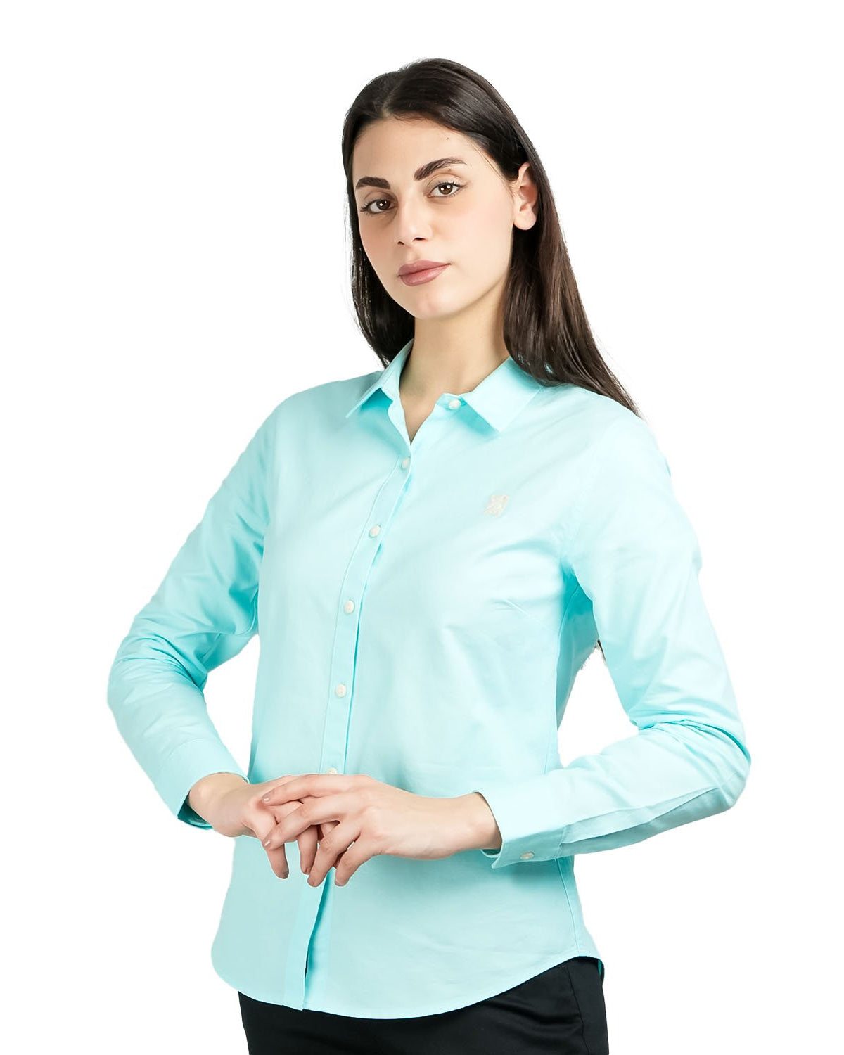 Women's Cotton Oxford Acute Collar Long Sleeve - Image 1