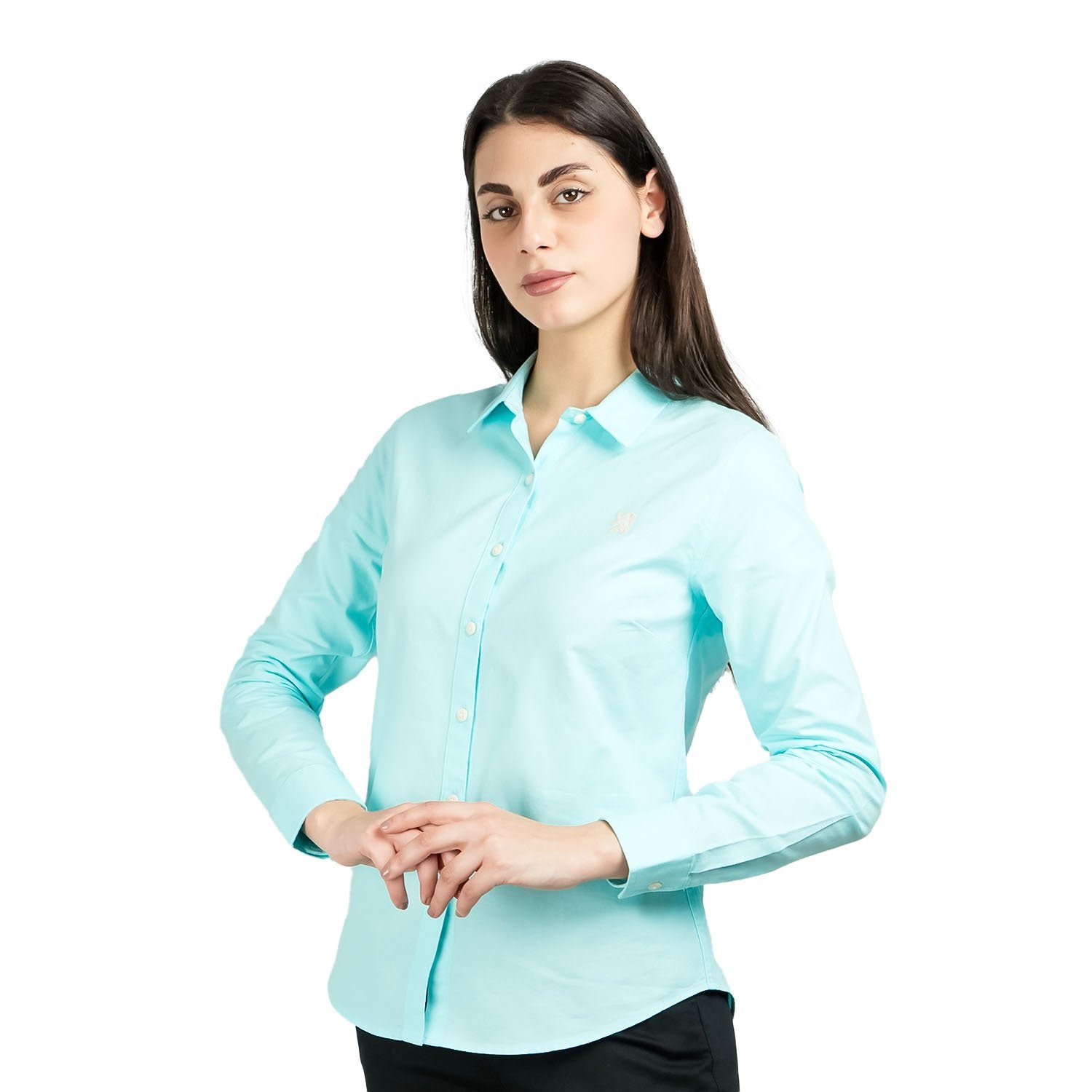 Women's Cotton Oxford Acute Collar Long Sleeve - Image 1