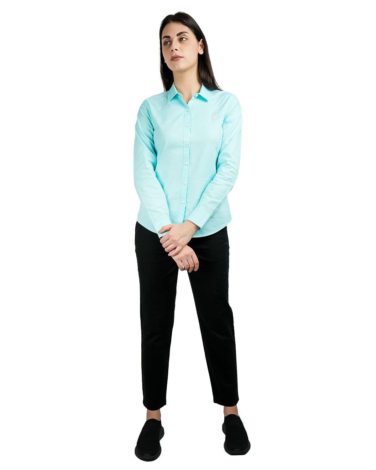 Women's Cotton Oxford Acute Collar Long Sleeve - Image 2