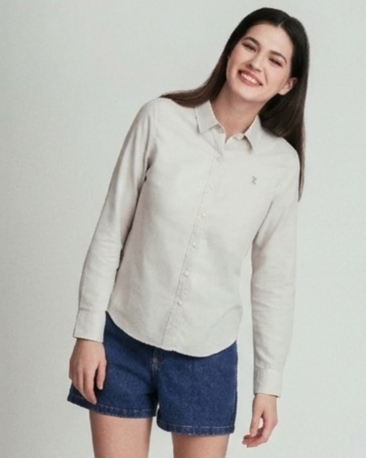 Women's Oxford Long Sleeve Embroidery Shirt - Image 1
