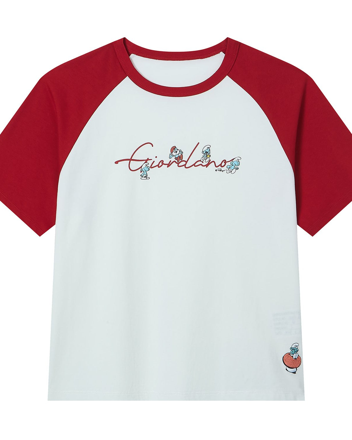 Women's Comfort Fit Raglan Sleeve Smurfs Print Crew Neck Tee - Image 6