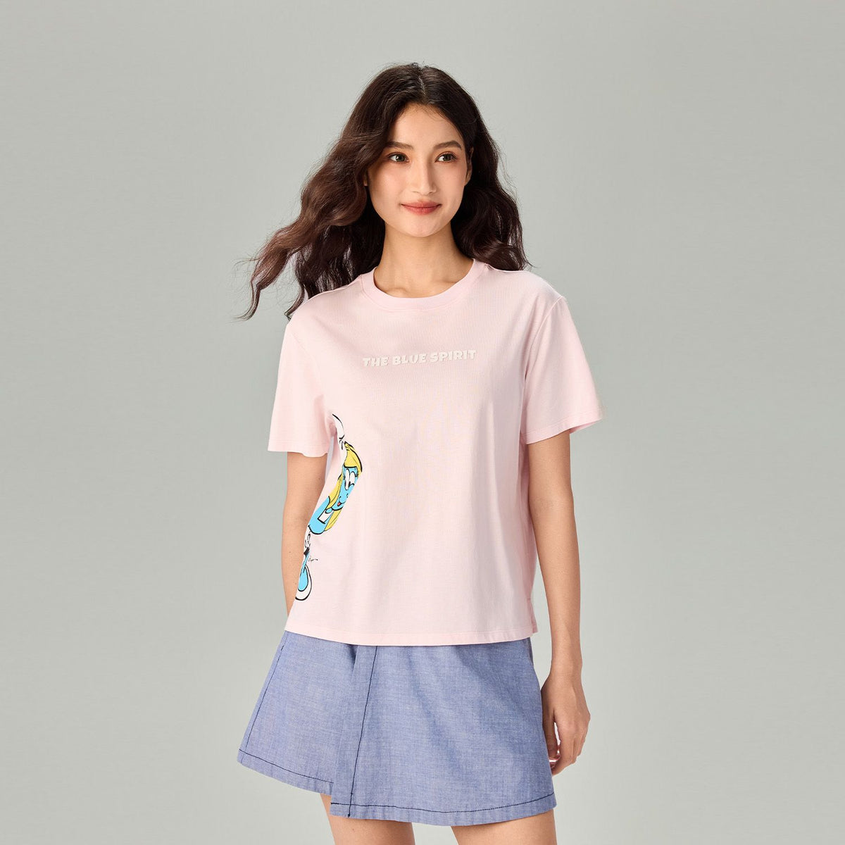 Women's Comfort Fit Raglan Sleeve Smurfs Print Crew Neck Tee - Image 3