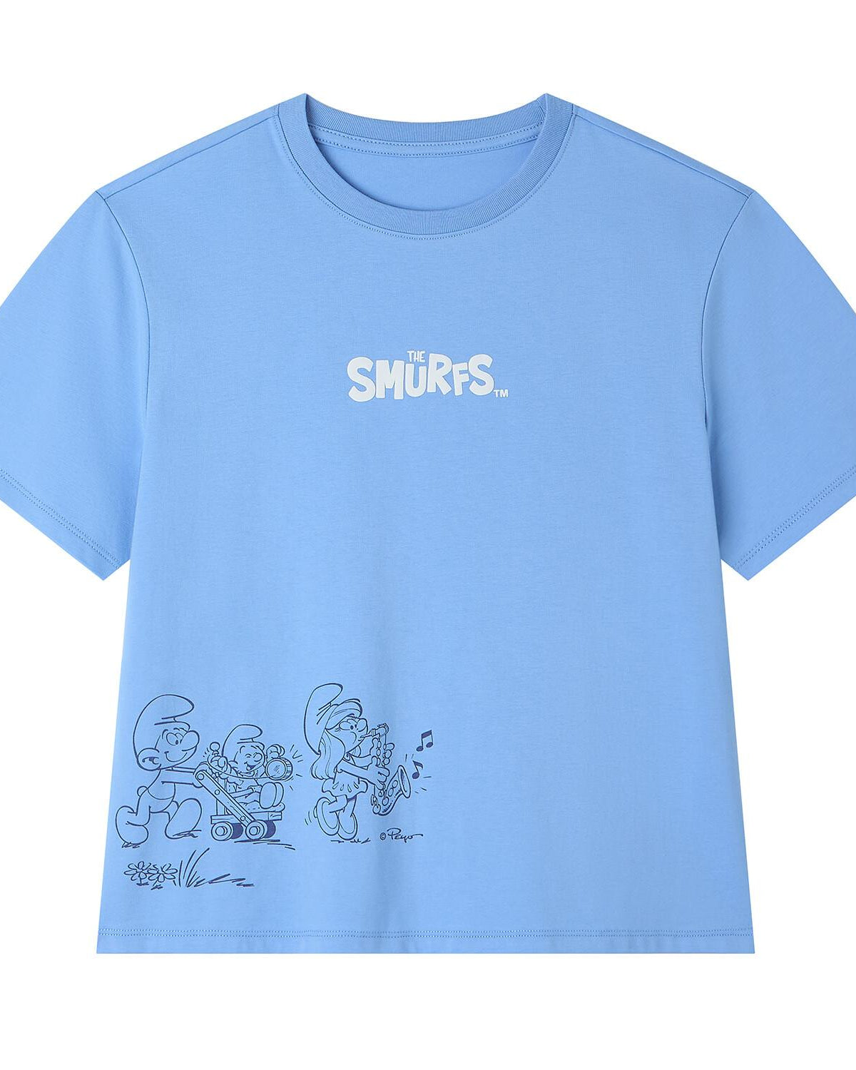 Women's Comfort Fit Raglan Sleeve Smurfs Print Crew Neck Tee - Image 7