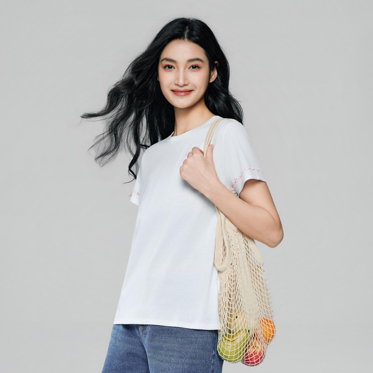 Women's Cotton Jersey Crew Neck Comfort Print Tee - Image 2