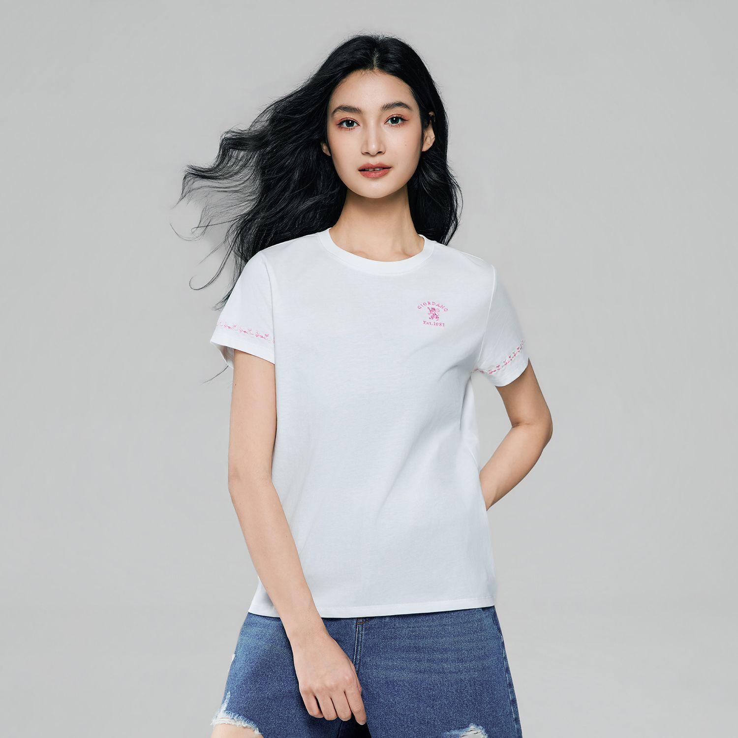 Women's Cotton Jersey Crew Neck Comfort Print Tee - Image 4