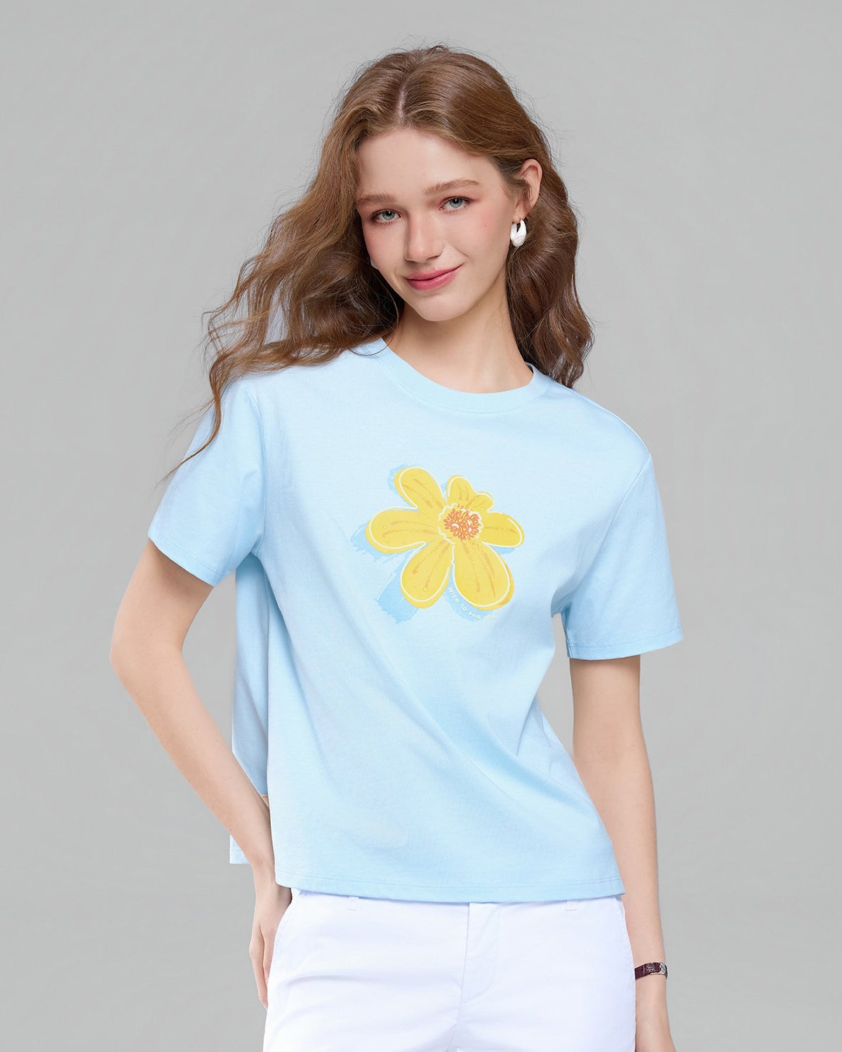 Women Crew Neck Relaxed Fit Print Tee - Image 2