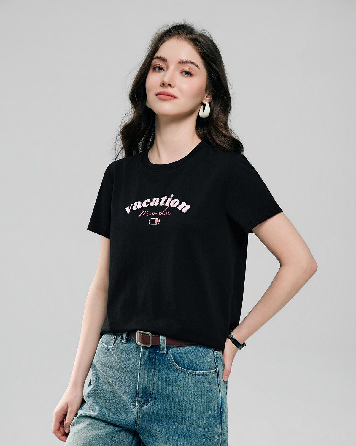 Women's Cotton Crew Neck Printed Comfort Tee - Image 2