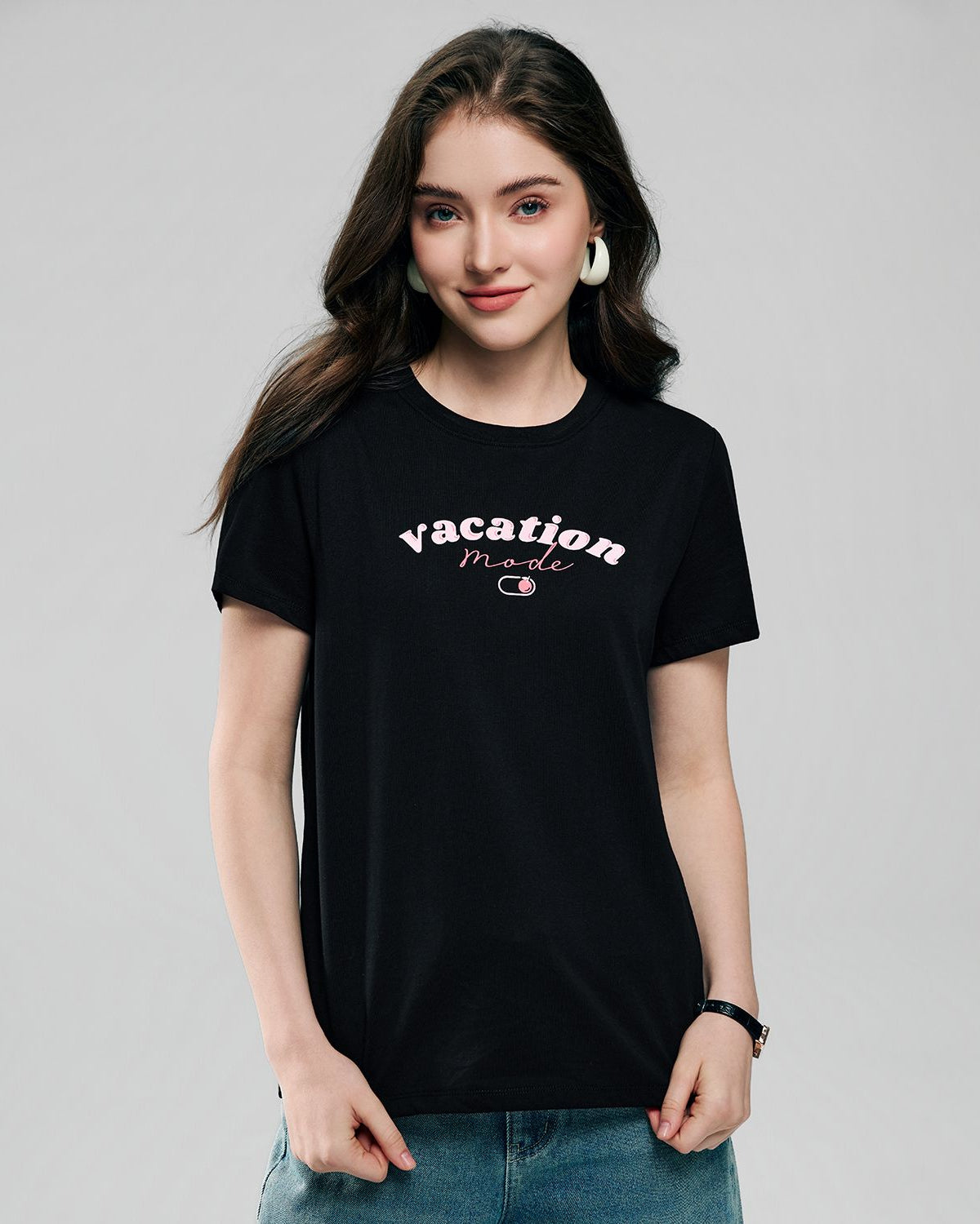 Women's Cotton Crew Neck Printed Comfort Tee - Image 4