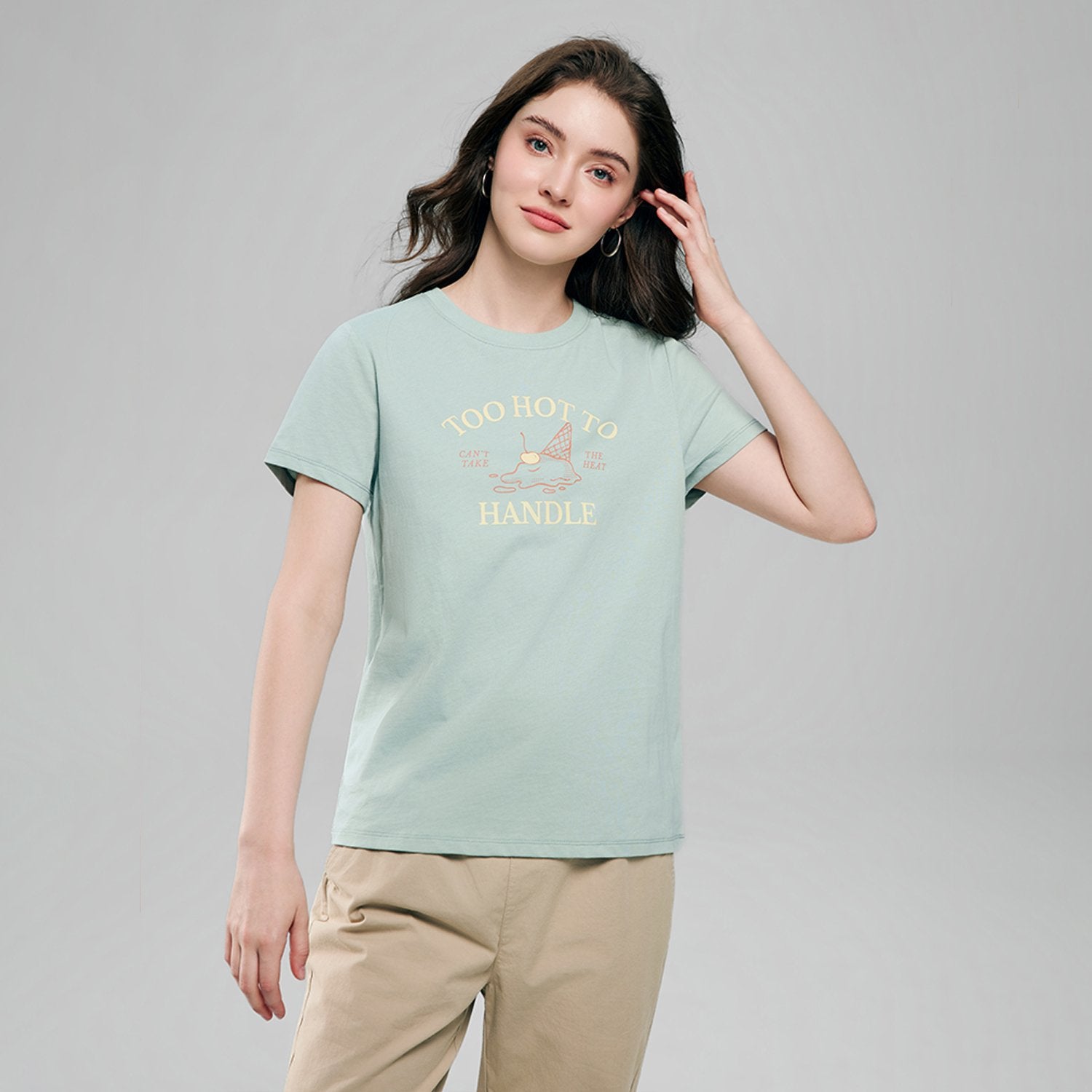 Women's Cotton Crew Neck Printed Comfort Tee - Image 2