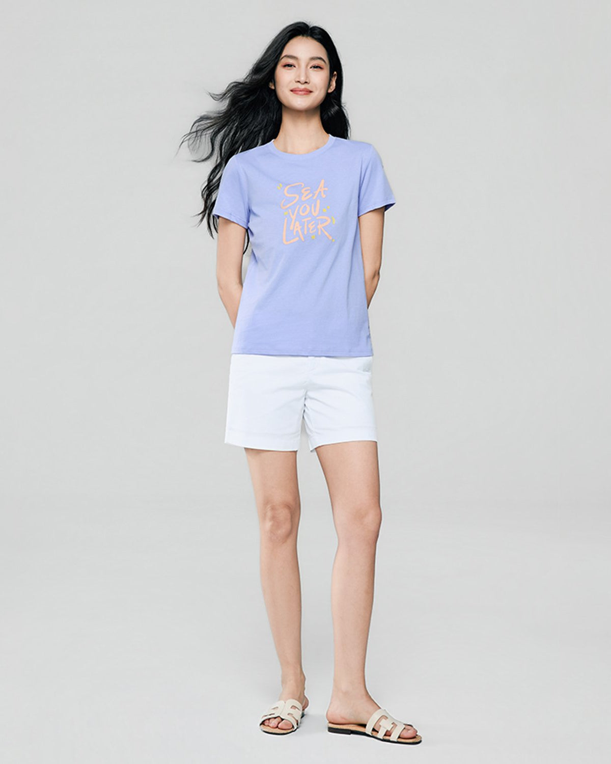Women's Cotton Crew Neck Printed Comfort Tee - Image 1