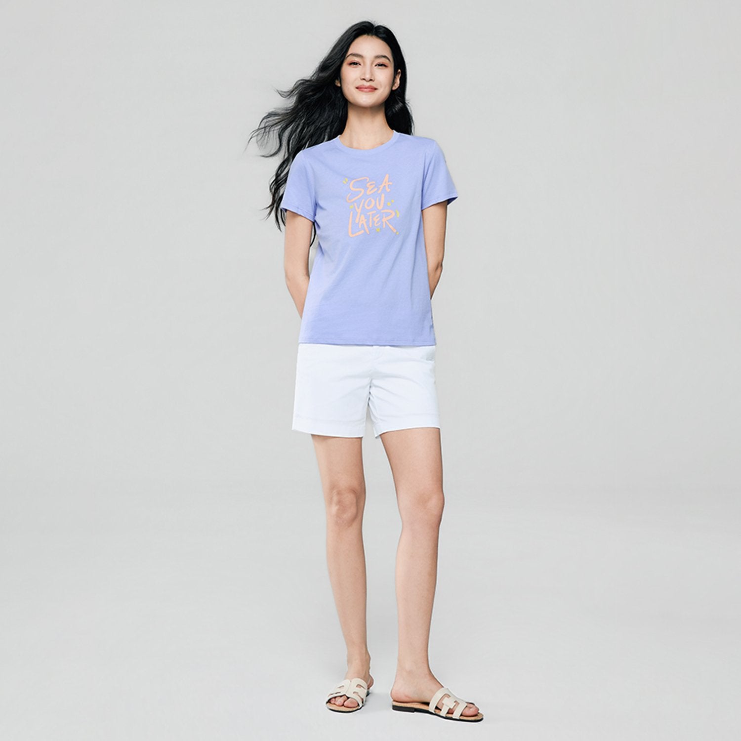 Women's Cotton Crew Neck Printed Comfort Tee - Image 1